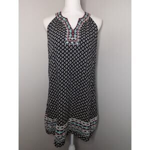 THML Boho Dress Medium Embroidered Neckline Shift Tribal Print